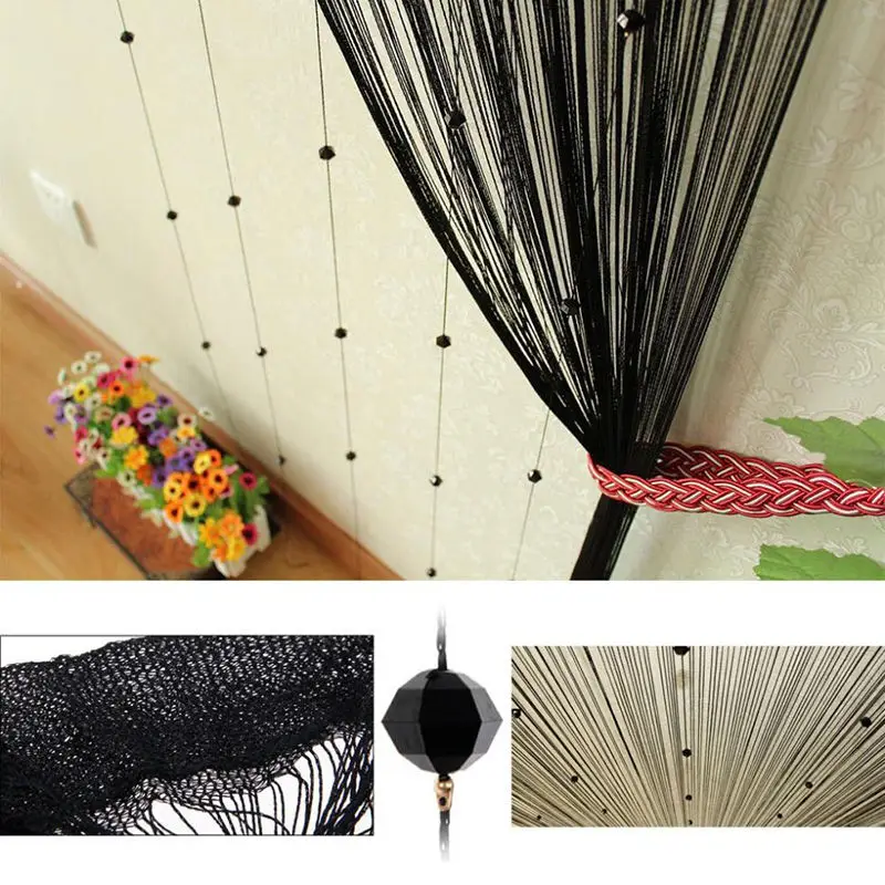 New Voile Romatic String Curtain With Beads Decor Tassels Fly