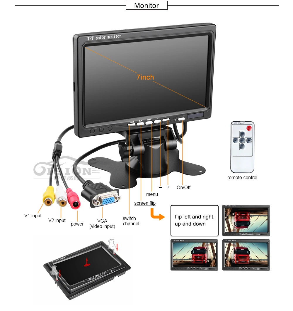 4CH SD Мобильный Dvr Автомобильный регистратор воспроизведение+ 4x1,3 Мп AHD камера переднего/заднего вида+ 7 дюймовый автомобильный монитор для грузовика/такси/автобуса