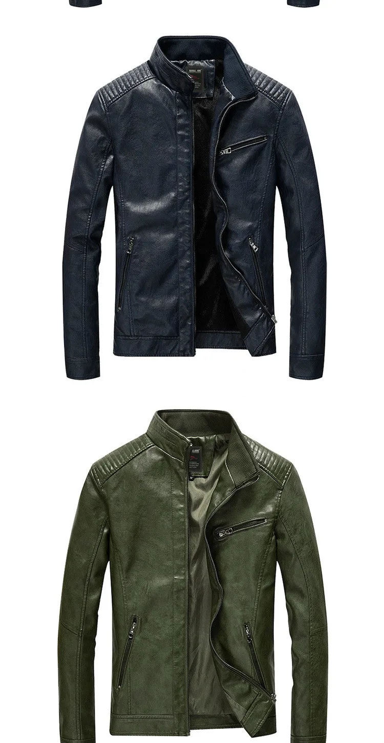 Мужские кожаные куртки и пальто, весенне-осенняя брендовая мужская приталенная куртка со стоячим воротником, куртка-бомбер, пальто из искусственной кожи с мехом