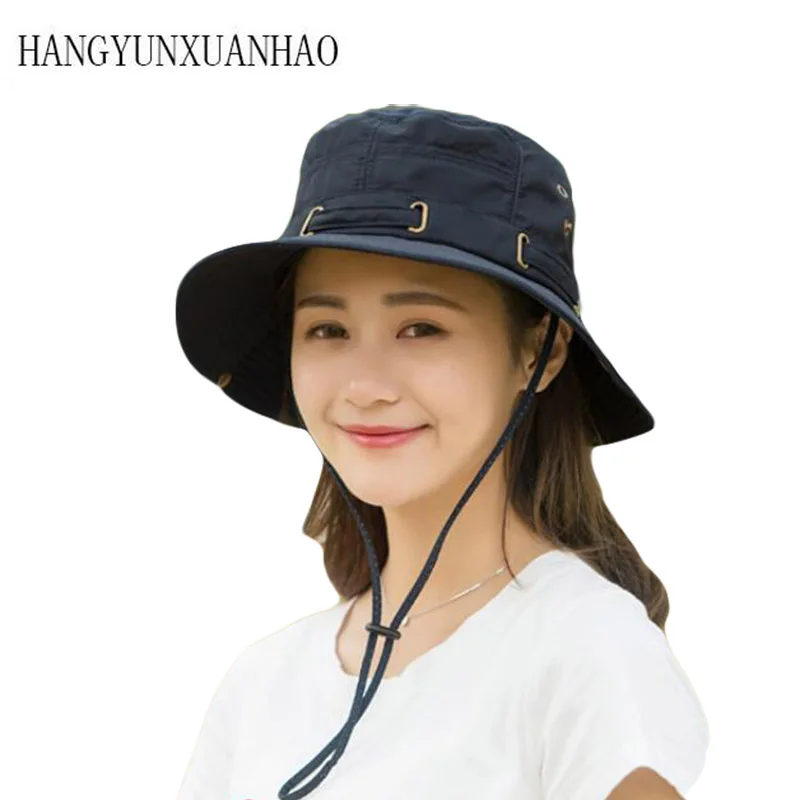 

Summer Spring Fashion Cotton Bucket Hats Men Women Breathable Big Wide Brim Fisherman Cap Outdoor Wild Panama Sun Hat