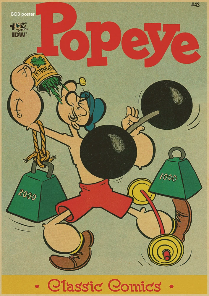 Popeye в морском стиле с Betty Boop плакат/Ретро Постер Мультфильма фильма/крафт-бумаги/ретро постер/детская комната, декоративный светильник