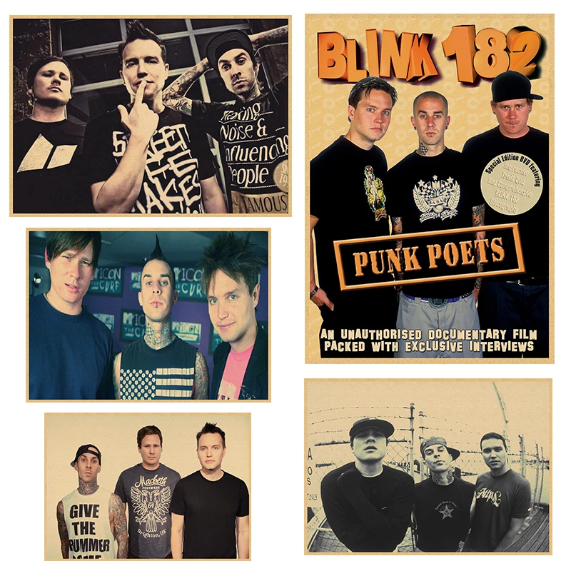 

Blink-182 Vintage Retro rock band music Guitar Matte Kraft Paper Antique Poster Wall Sticker Home Decora