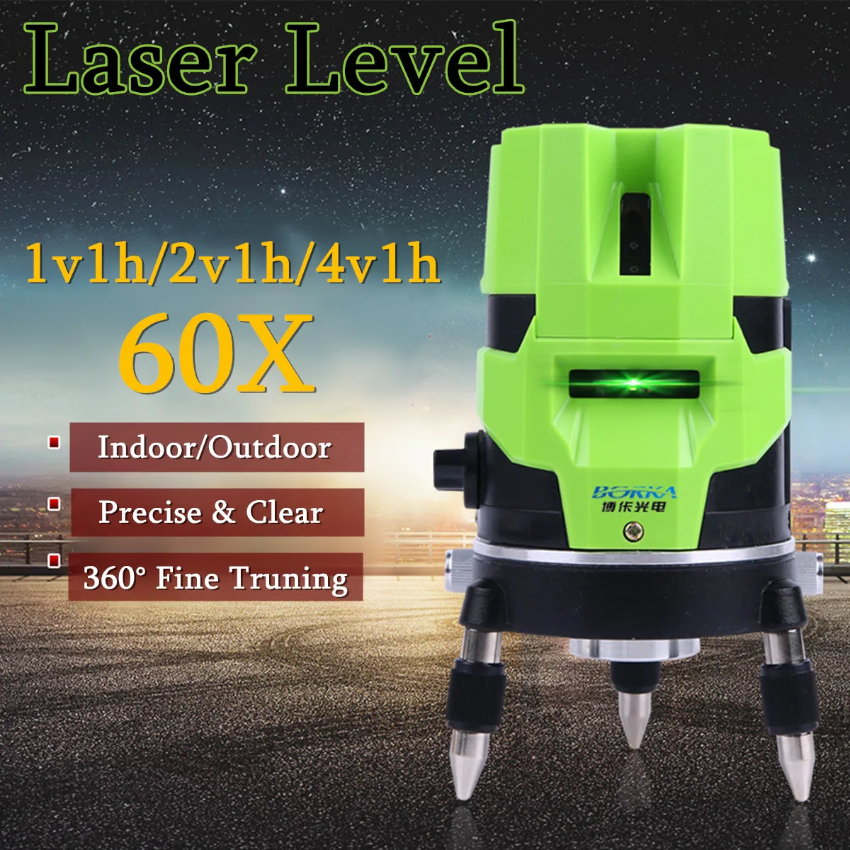 

360 Rotary Cross Measure Tool Set Laser Level 2/3/5 Line Self Leveling Outdoor Thickened Metal Base Plumb-point Function Stable