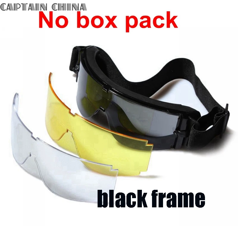 Горячая Распродажа USMC страйкбол X800 Тактические Солнцезащитные очки тактические очки черные 3 линзы - Цвет: no box black frame