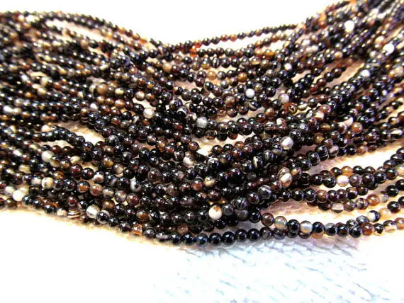 

genuine agate beads 2mm 5strands 16inch strand ,high quality round ball grey black jewelry beads