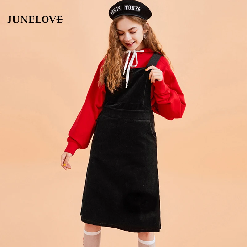 JuneLove 2019 зимние комбинезоны женское платье вельветовое Сексуальное Женское