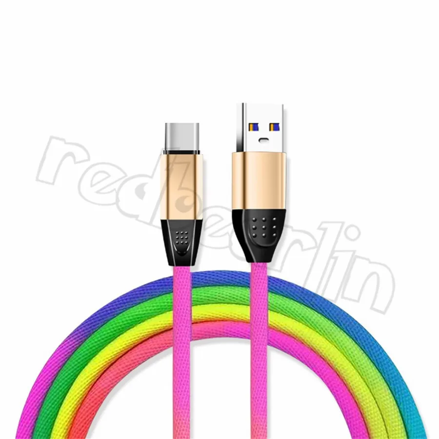 30 см 1 м 3ft прочный 2A быстрой зарядки Радуга сплава Usb кабели для Samsung S8 S9 S10 Note 8 9 Htc
