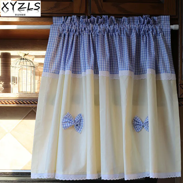 Xyzls New Elegant Blue Plaid Kitchen Curtains Cafe Curtain Short Xyzls New Elegant Blue Plaid Kitchen Curtains Cafe Curtain Short Panel Door Cupboard Screen Window