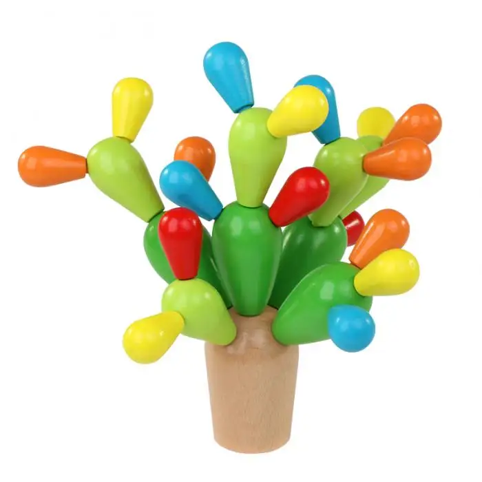 Brinquedo de Madeira Blocos de Construção Cactus Equilíbrio Jogo Balanceamento Destacável M09 8 Cactus equilíbrio jogo balanceamento cactus brinquedo de