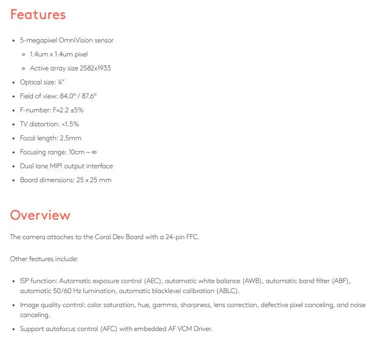 Coral-Camera INFO 3