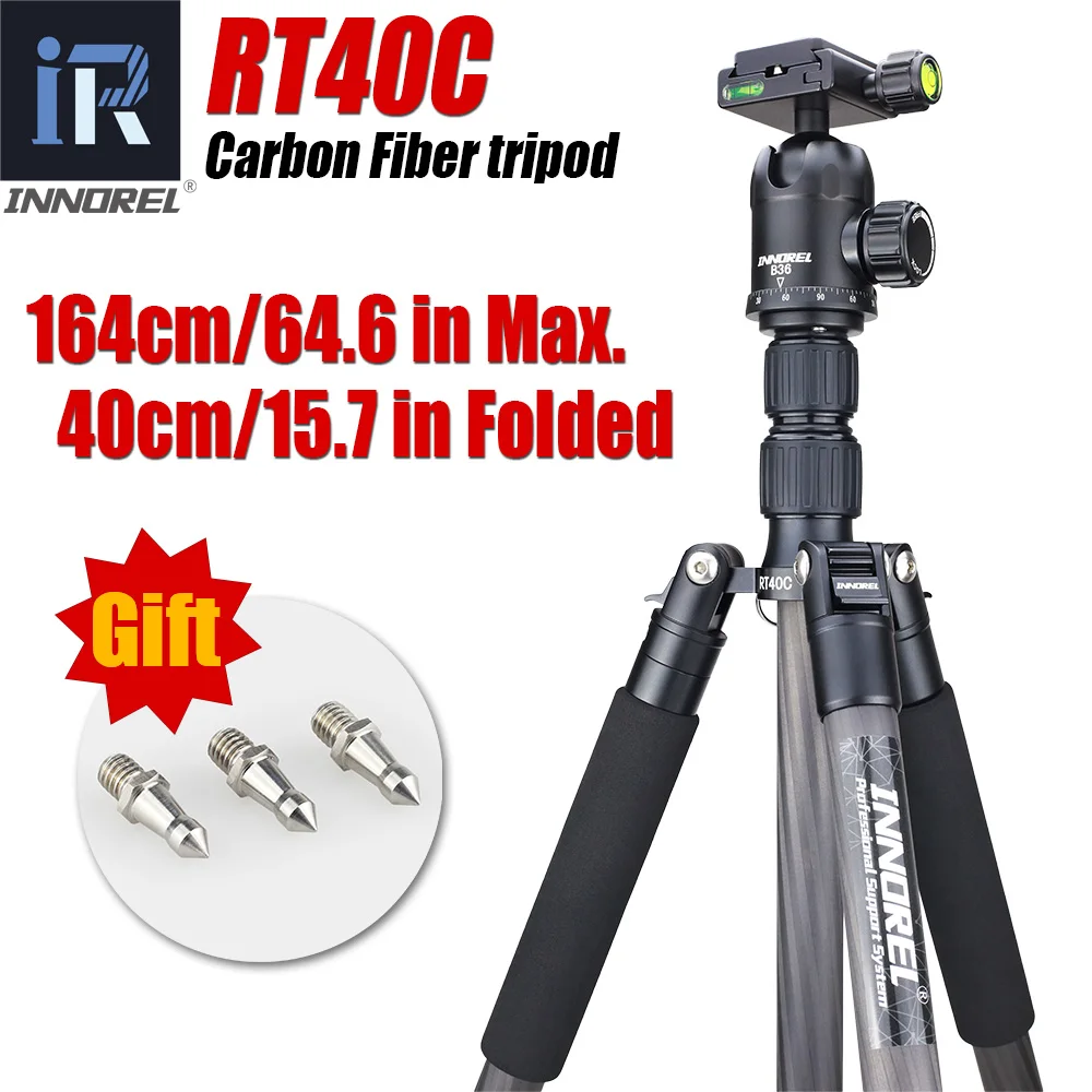 RT40C 12KG bear carbon fiber professional camera tripod compact DSLR monopod stand portable light v