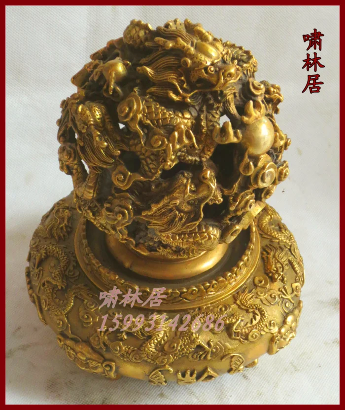 

Carving Work of Art Bronze incensing events basons copper beads kowloon incense burner Large
