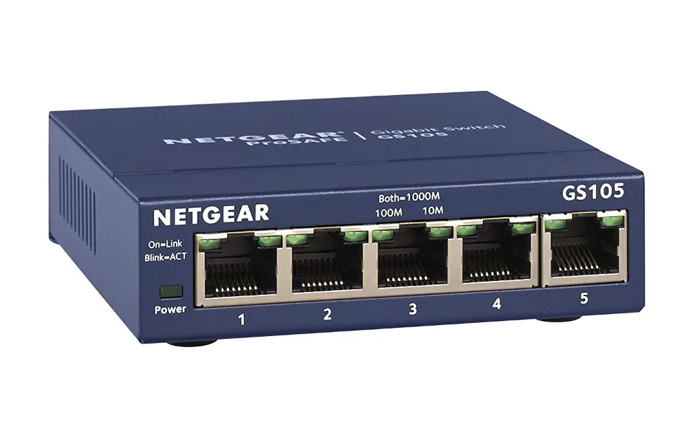 Original Netgear GS105 5 Port 10 100 1000 Gigabit Ethernet Bandwidth 10 Gbps Unmanaged Desktop Switch 5