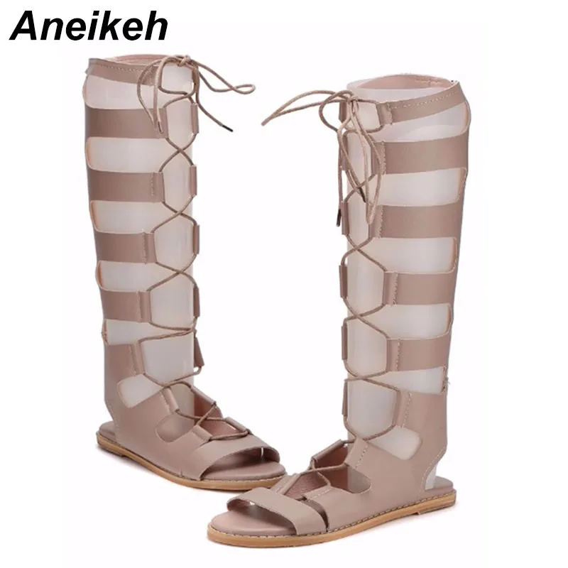 

Aneikeh 2019 Summer New Gladiator Ladies Sandals Fashion Casual Cross-tied Open Toe Roman Style Flat With Sandals Size 4-9