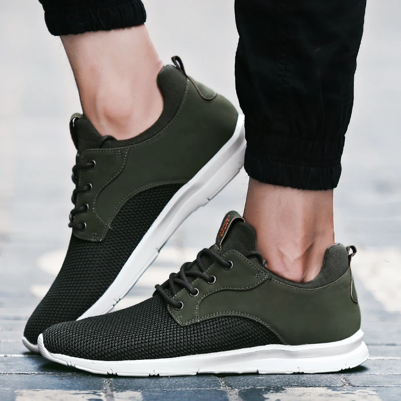 

Tennis Shoes Men High Quality Light Flats Sports Shoes For Man Fashion Air Mesh Breathable Green Male Sneakers Tenis Masculino