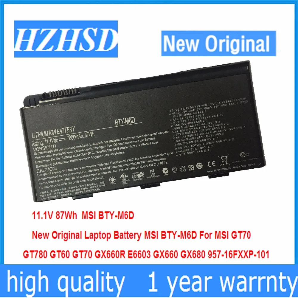 11.1V 87Wh New Original BTY-M6D Laptop Battery For MSI GT70 GT780 GT60 GX660R E6603 GX660 GX680 957-16FXXP-101 | Компьютеры и офис
