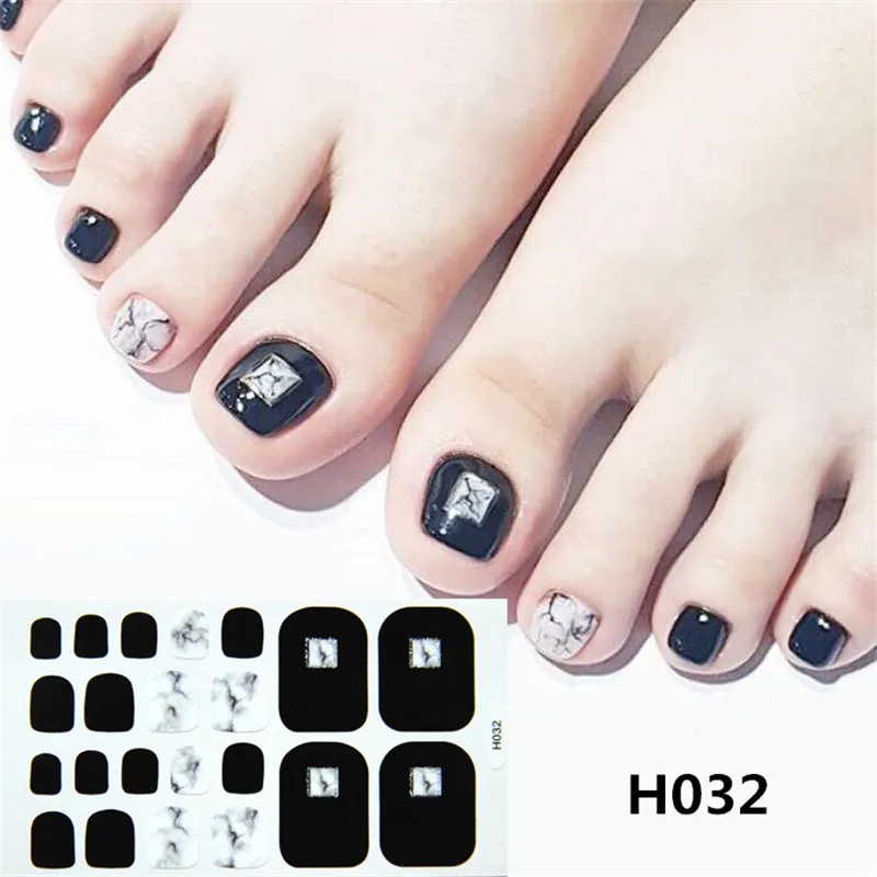 22tips Korea Toe Nail Sticker Wraps Adhesive Decals Toenail Polish Strips DIY Pedicure Foot Decals Manicure Women