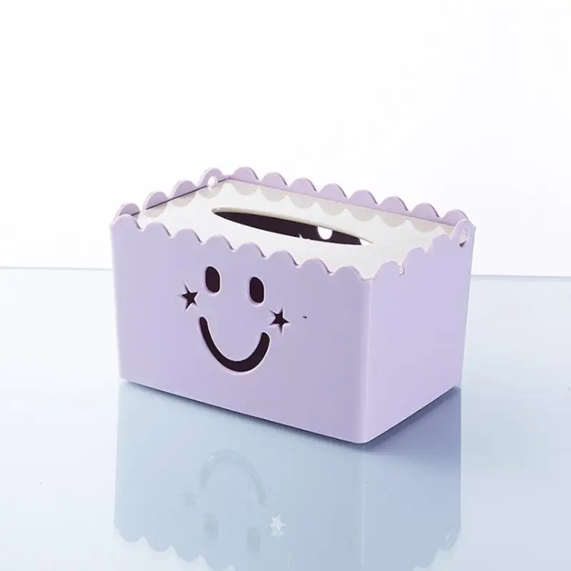 light purple Модный пластиковый держатель для салфеток с улыбкой, чехол для гостиной, гостиничных ящиков для хранения, держатель для салфеток, чехол для офиса, домашнего декора - Цвет: light purple