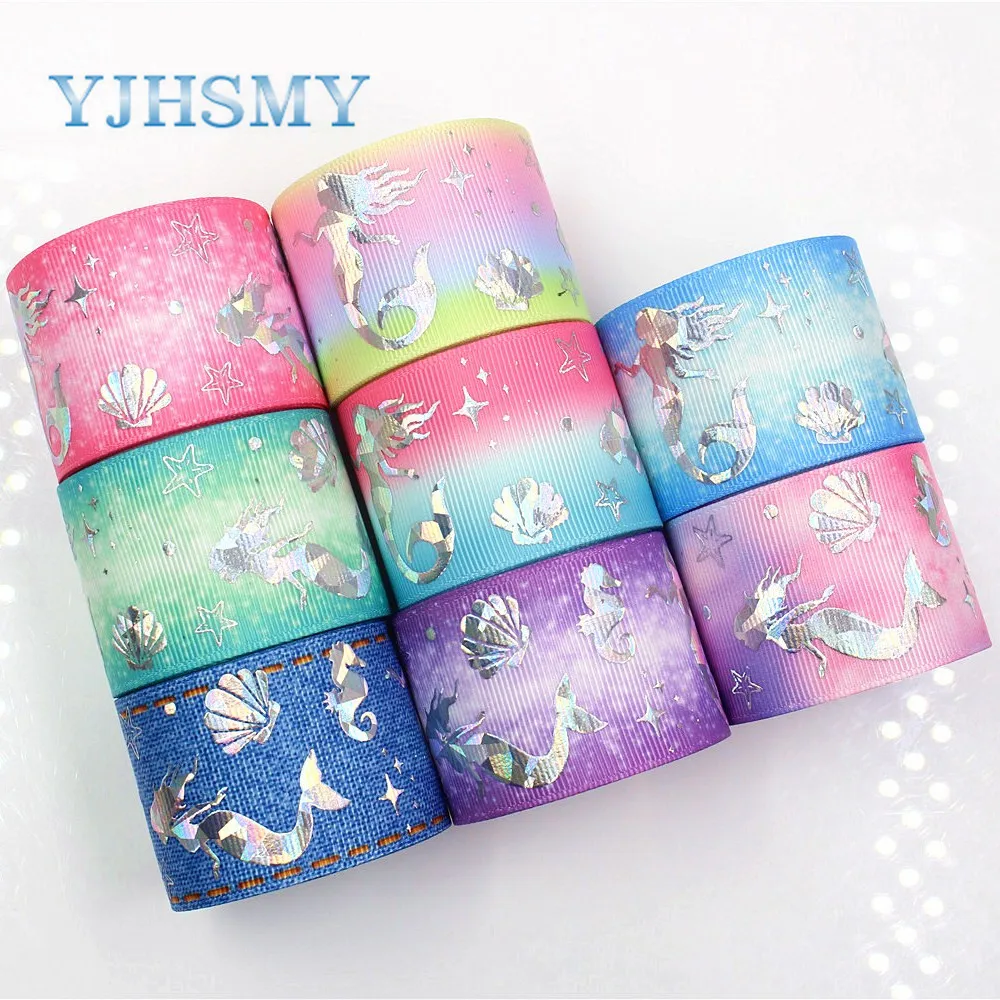 YJHSMY G-18609-445 38 мм 5 ярдов лазерная Серебряная мультяшная звезда печатная корсажная