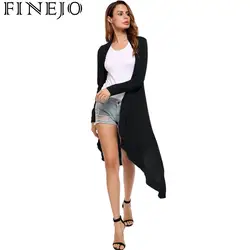 Finejo 2018 Новый Для женщин длинное кимоно Кардиганы для женщин куртка осень-зима пальто Повседневное трикотажные негабаритных Свитеры для