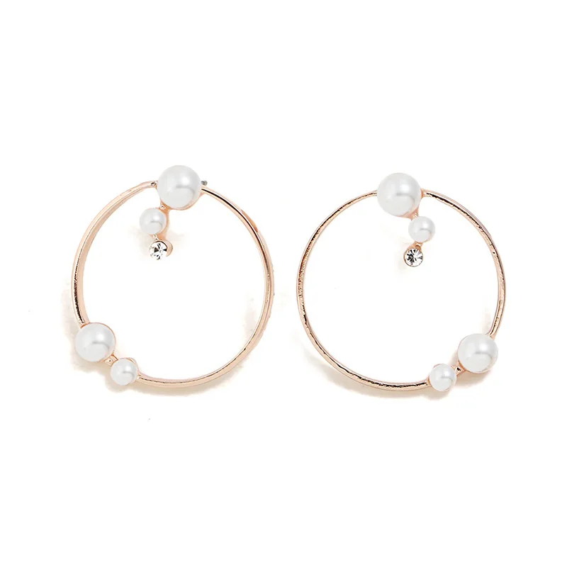 

New Arrival Pearl Geometry big Earrings Ring Aros Grandes Boho Hoop Exaggeration Wedding Earrings For Fashion Women