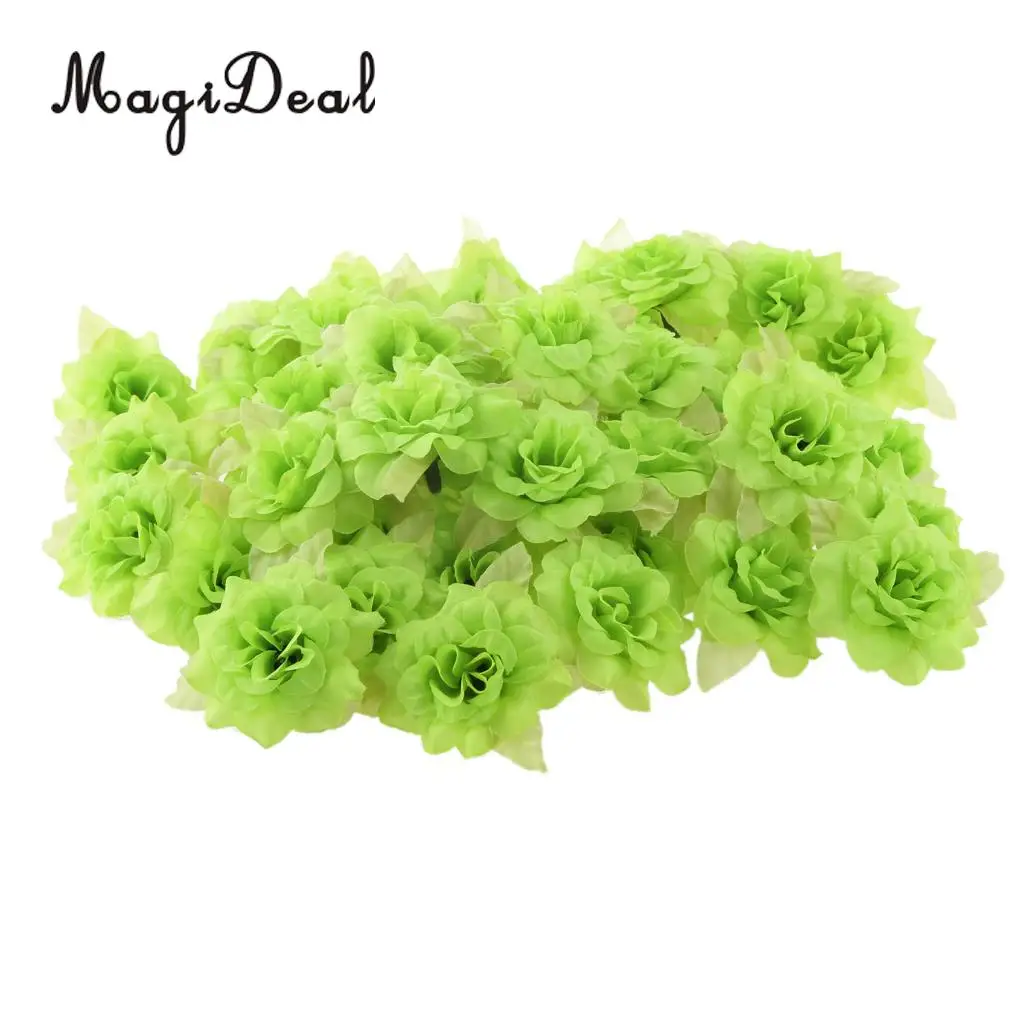 50Pcs Simulation Artificial Silk Flower Heads Craft Bridal Home Decor Green