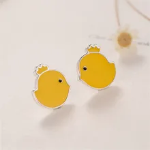 925 sterling silver Stud earrings Cute chicks Women fashion jewelry wholesale chicks