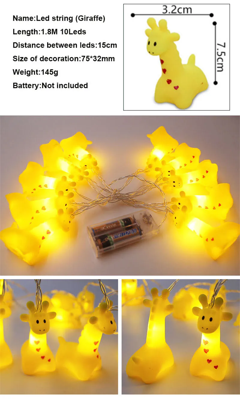 Chiclits 10 Led Cute Animal String Lights Battery Powered for IndoorOutdoor Halloween Christmas Thanksgiving Party Bedroom Decoration (46)