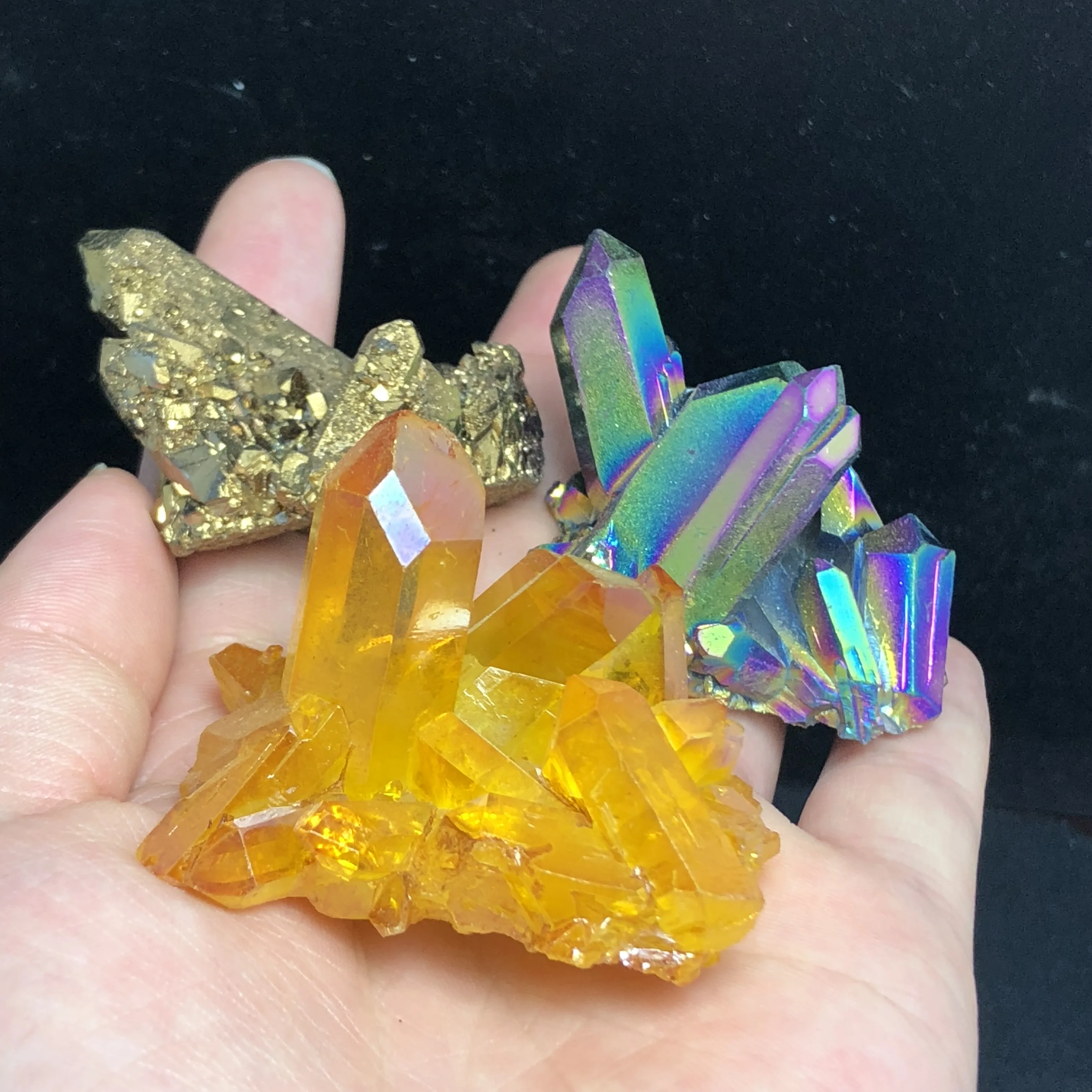 3 шт. аура кварцевый кристалл кластер Ангел Аура натуральный Druzy Geode образцы
