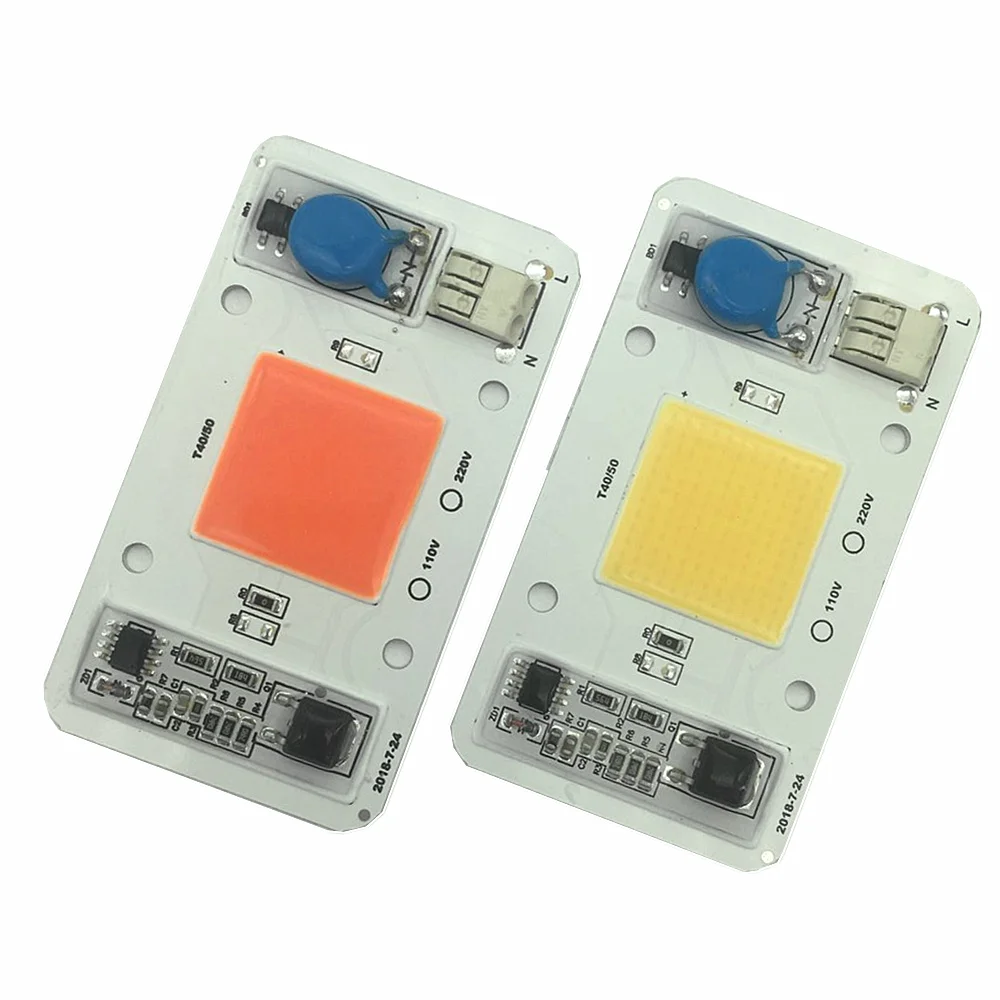 10 шт. AC220V LED растительный рост 50 Вт полный спектр 380-840nm розовый и белый COB для