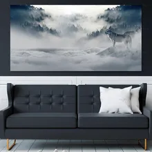 Canvas animal painting wall art picture posters and prints wolf landscape abstract canvas for living room no framed