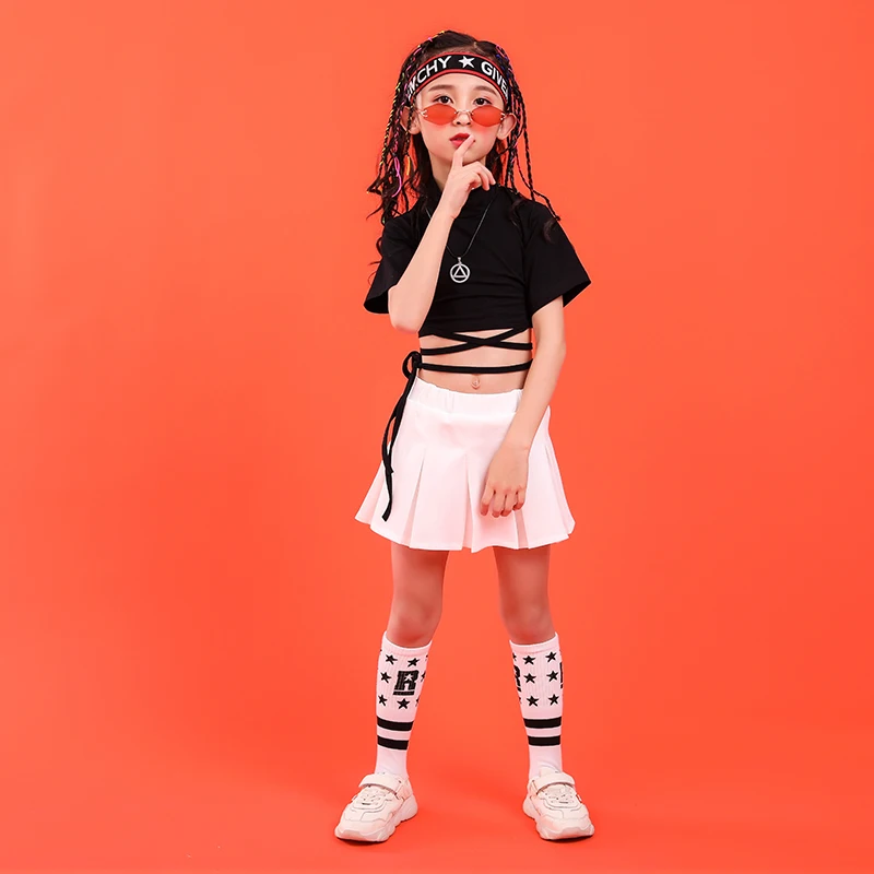Summer baby girls clothing set 6 8 10 12 14 16 18 T cheerleader costume Girlhip hip hop dance costumes kids girls boutique outfits (4)