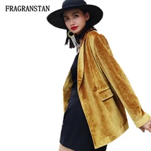 Дамское винтажное модное однотонное бархатное пальто весна осень новое женское двубортное свободное офисное дамское высококачественное пальто JQ55