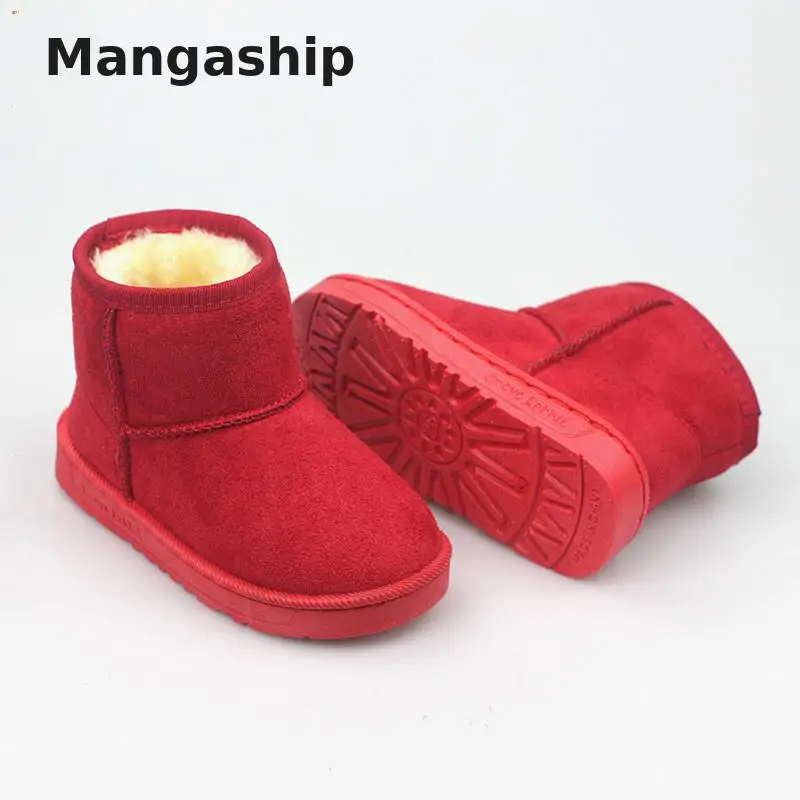 Новая зимняя детская обувь однотонные зимние ботинки бархатная хлопковая обувь для мальчиков однотонные ботинки для девочек нескользящая обувь