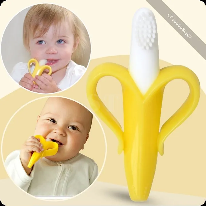 unique Teethers Baby Teething Rings Bite Silicone Banana Toothbrush