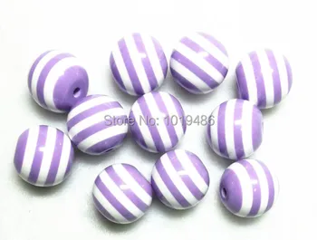 

Free shipping!100pcs Lt. purple 20mm striped resin beads gumball style beads for chunky neckalce
