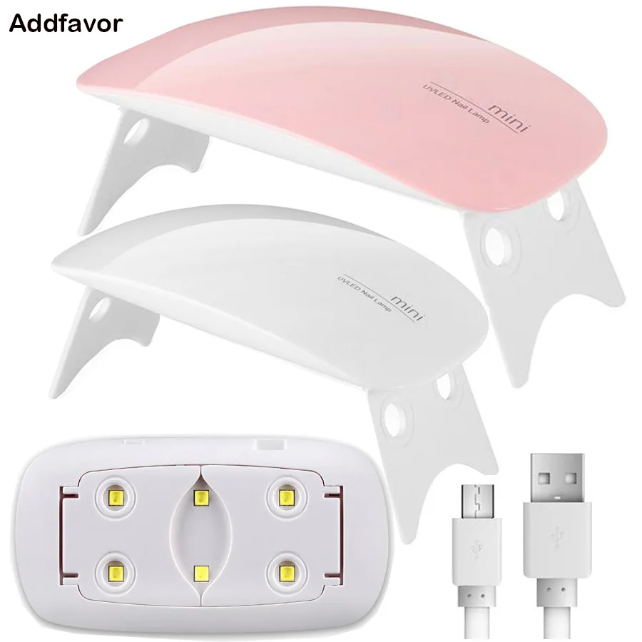 

AddFavor 6W Mini Nail Dryer LED UV Lamp Manicure USB Port Nail Lamp 45s/60s Timer Portable LED UV Polish Curing Light Nail Dryer