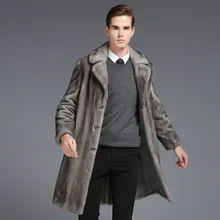 S-6XL, новая модная зимняя мужская одежда, длинный плащ, Мужское пальто из искусственного меха, пальто из искусственного меха норки, мужские зимние пальто
