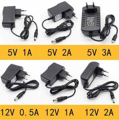 

1pcs 100-240V AC to DC Power Adapter Supply Charger adapter 5V 12V 1A 2A 0.5A EU Plug 5.5mm x 2.5mm/5v3aDC Plug Micro USB