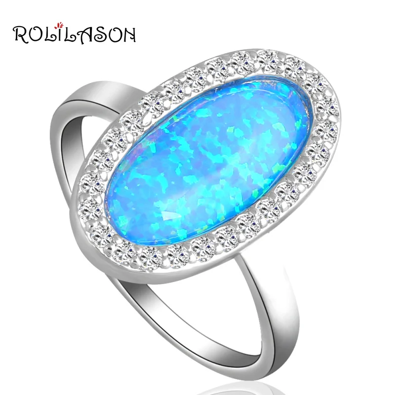 ROLILASON Винтажный стиль Синий огненный опал посеребренные штампованные здоровые