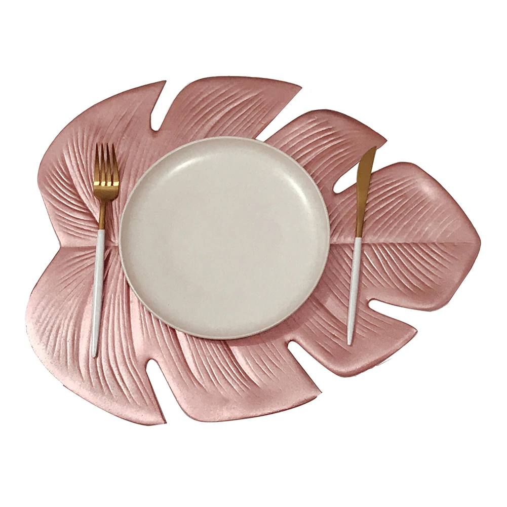 تحديد الموقع ل المطبخ الجدول حصيرة عيد الميلاد مصنع محاكاة النخيل الذهب ورقة PVC الجدول حصيرة الزخرفية الجدول سادة الوقايات المنزل ديكور