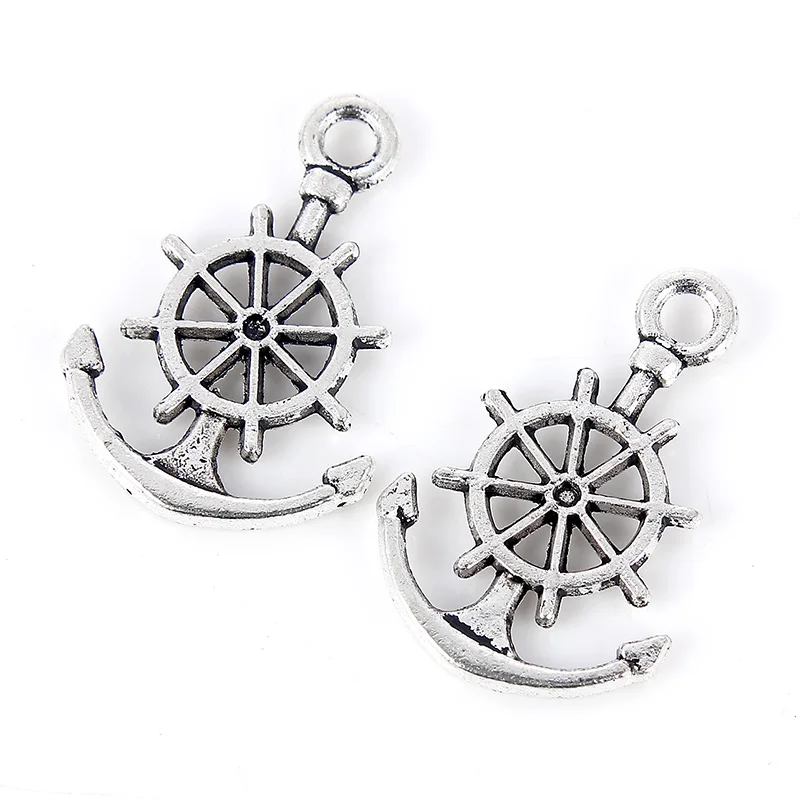 

10pcs ANCHOR RUDDER Tibetan silver Beads Charms Fit Bracelet Zinc Alloy Pendants DIY Necklace keychain Jewelry Findings Makings