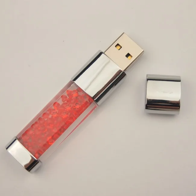 Кристальный светодиодный светильник, флеш-накопитель 128 Мб, 4 ГБ, 8 ГБ, 16 ГБ, 32 ГБ, гаджет, USB флешка, 64 ГБ, пользовательский USB флеш-накопитель, USB 2,0, флешка, карта памяти - Цвет: Red