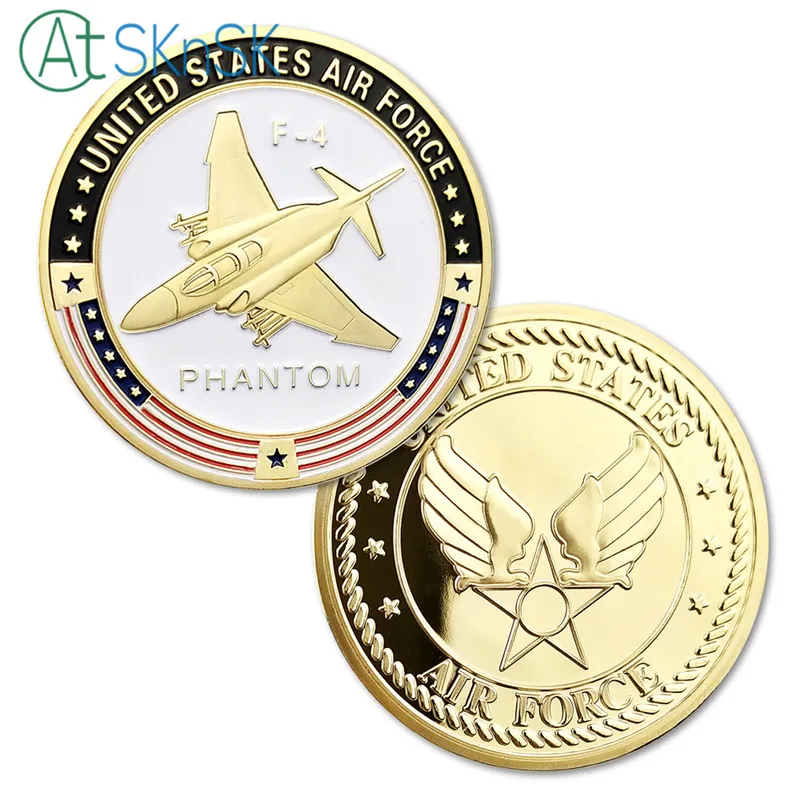 

New 1/3/5/10pcs United States Air Force Challenge Coin Commemorative Gift F-4 Phantom Jet USA Collectable Coin with Case Capsule