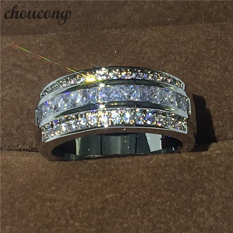 Горячая Распродажа, ювелирное изделие, мужское кольцо, 3 мм, 5A, циркон, Cz, белое золото, заполнено, вечерние, обручальное кольцо для мужчин, размер 5-11