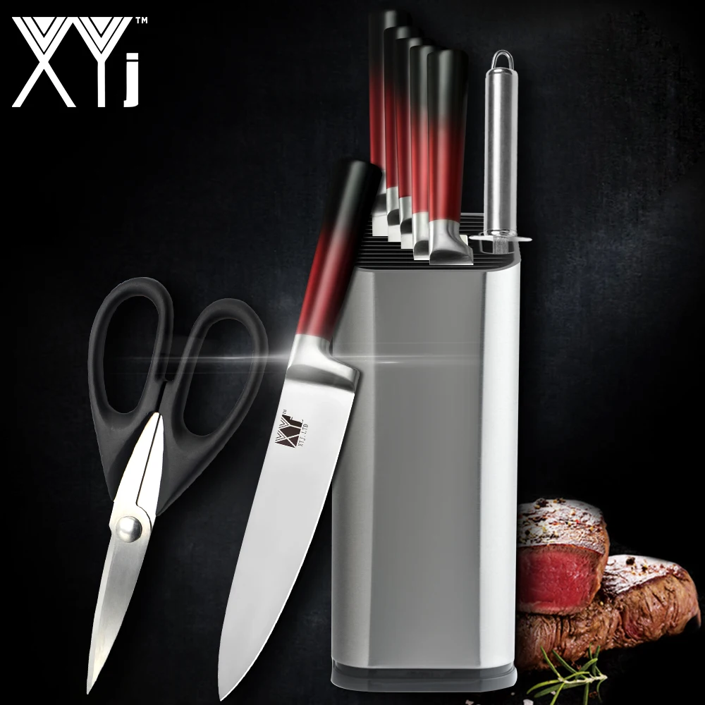 

XYj Kitchen Stainless Steel Knife Accessorie Tool Holder Stand Sharpener Scissors Fruit Utility Santoku Chef Slicing Bread Knife