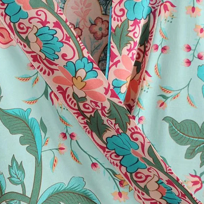 Boho 2018 Весенняя синяя Цветочная рубашка с павлином глубоким v образным вырезом