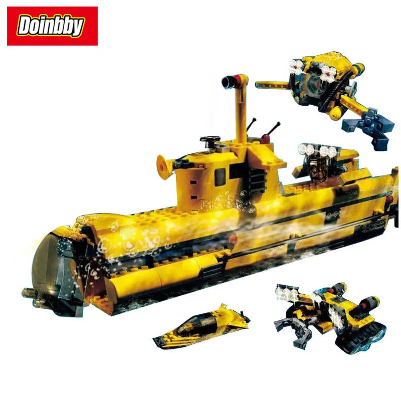 

Yellow Underwater Explora Ship Deep Diving Creative Technic 673pcs Model Building Kits Block Bricks Kids Toys