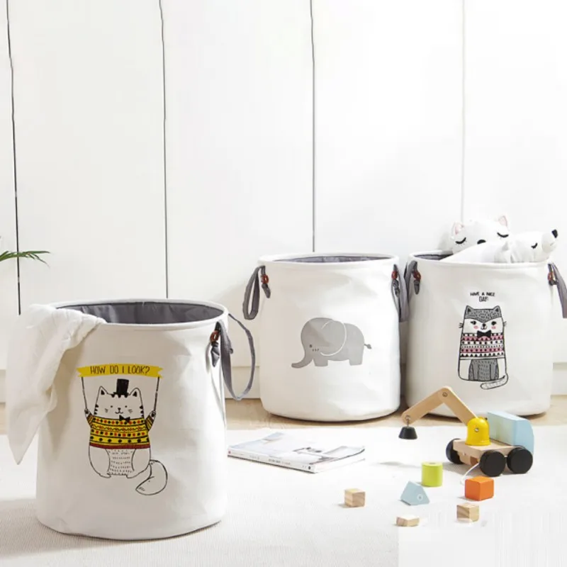 

Foldable Cute Cartoon Animal Home Organizer Round Toys Laundry Baby Clothing Cotton Organizer Home Storage Appliances
