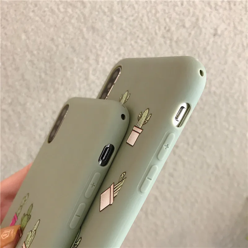 simple cute cartoon Three cacti green space TPU soft shell phone Case For Apple iphone 6 6s 7 8 Plus X XS XR MAX silicone case